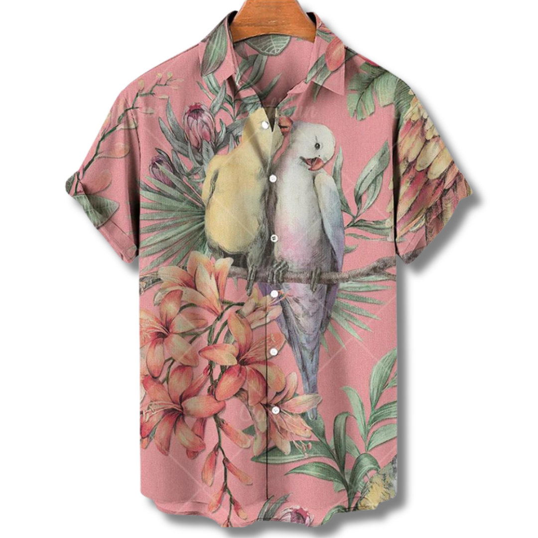 Karlwalter - Komfortables Herren Hawaiihemd für Sommer Rosa