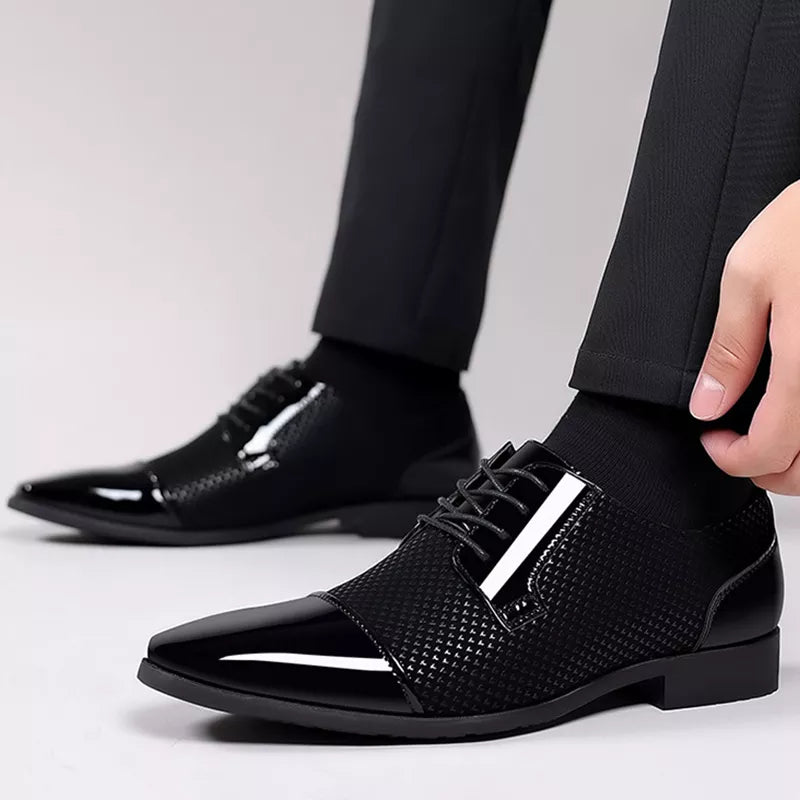 Karolus - Elegante Strass Leder Schuhe für Herren Schwarz