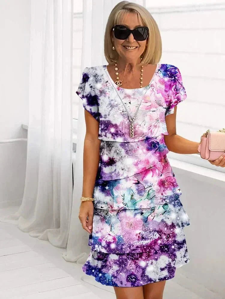 Kathleen- Bedrucktes Boho Midikleid Lila