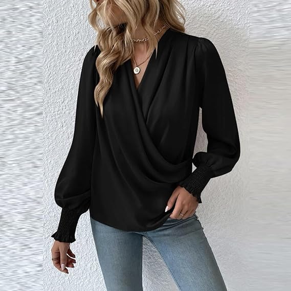 Katrin – Gerüschte Bluse Damen Langarm Romantisch Chic 5