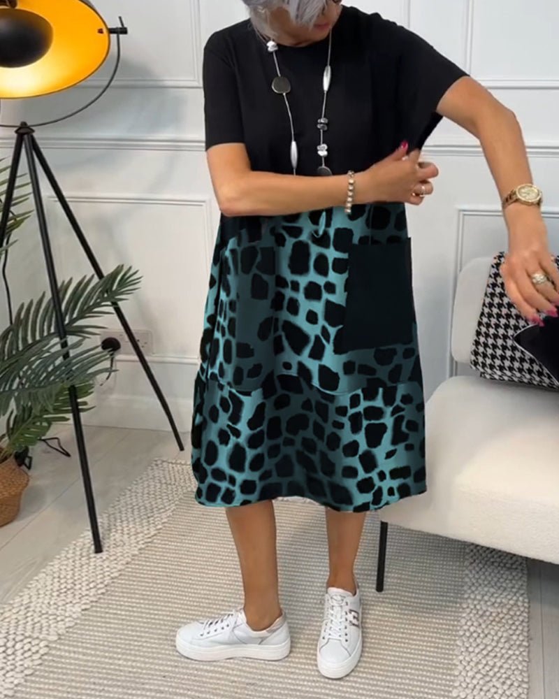 Kayla- Bedrucktes Boho Midikleid Blau 2