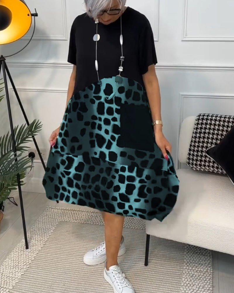 Kayla- Bedrucktes Boho Midikleid Blau 4