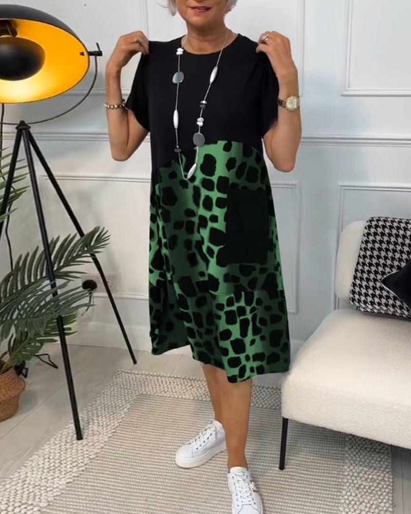 Kayla- Bedrucktes Boho Midikleid Grün