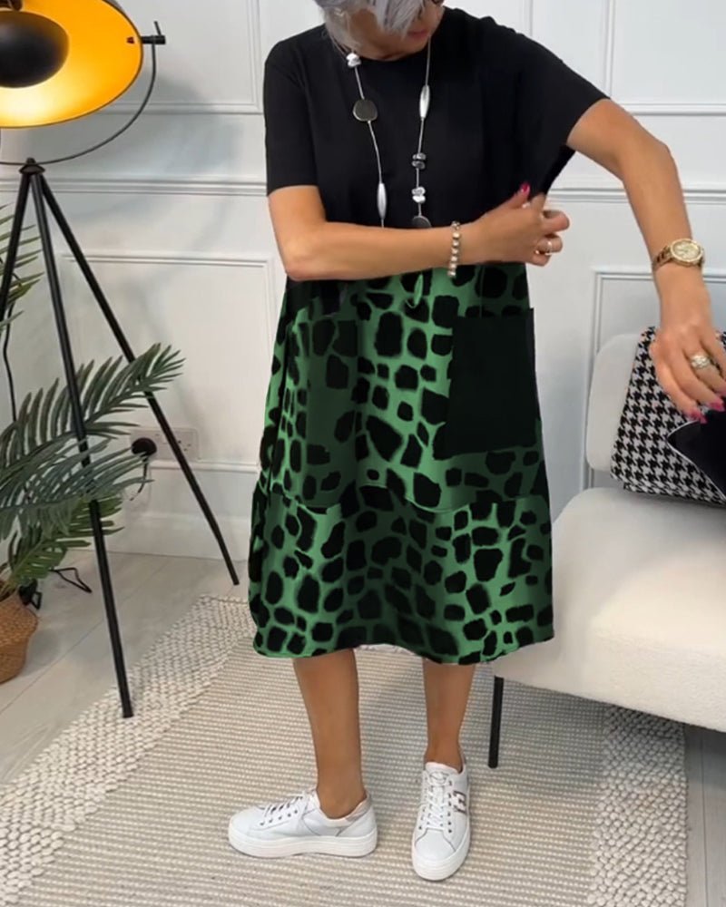 Kayla- Bedrucktes Boho Midikleid Grün 1