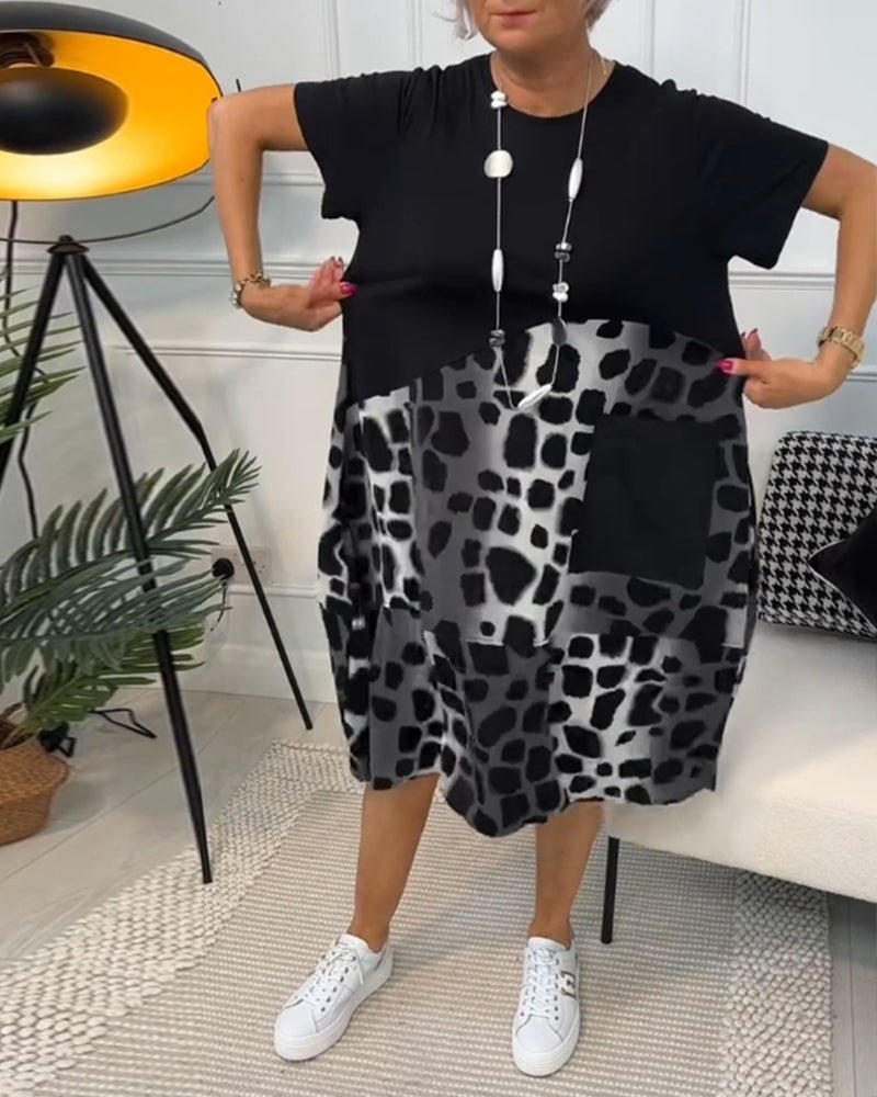 Kayla- Bedrucktes Boho Midikleid Schwarz 2