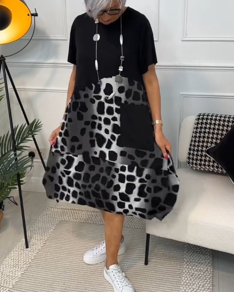 Kayla- Bedrucktes Boho Midikleid Schwarz 3