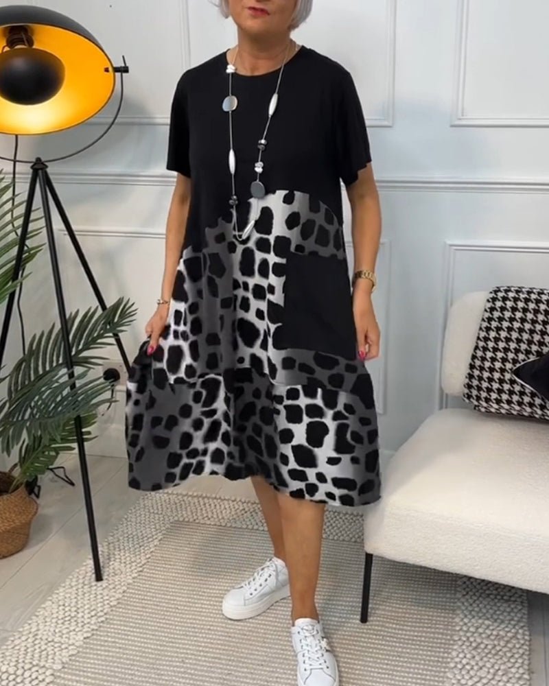 Kayla- Bedrucktes Boho Midikleid Schwarz 4