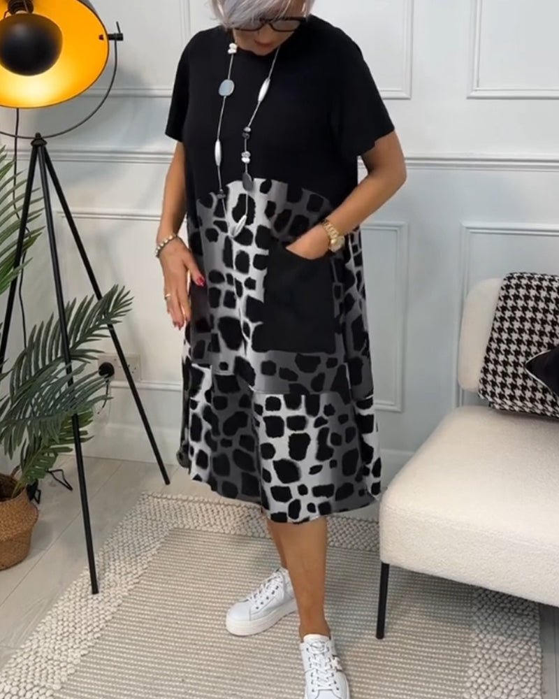 Kayla- Bedrucktes Boho Midikleid Schwarz 5