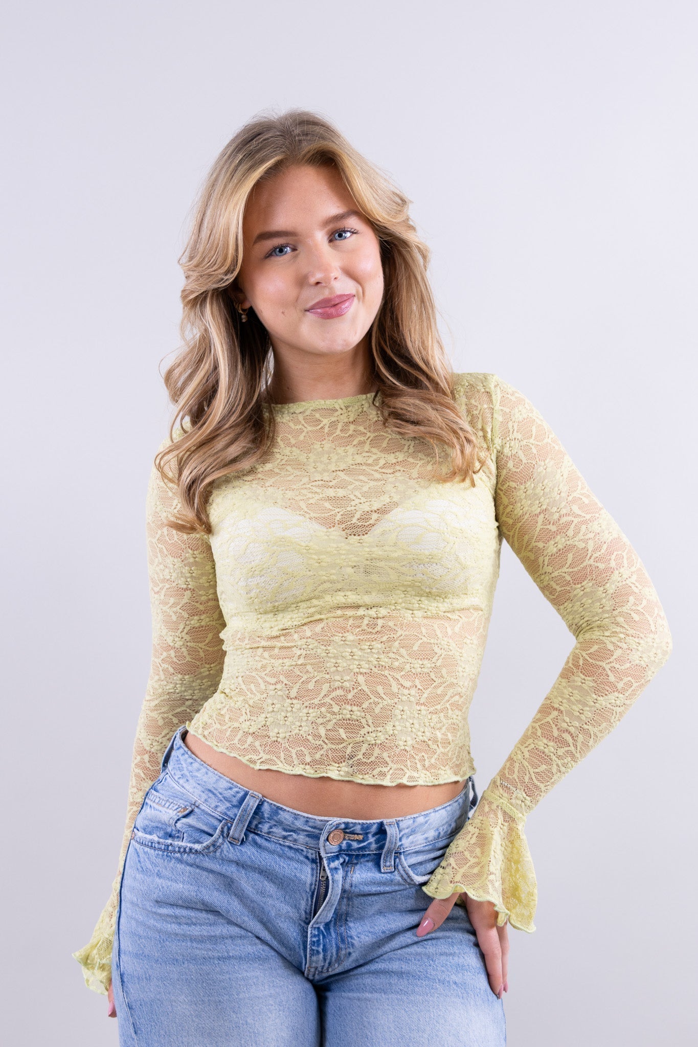 Kiana - Feminines Damen Spitzentop für den Sommer Mintgrun