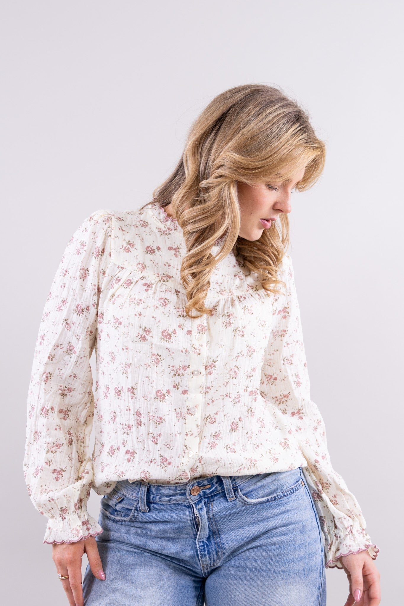 Kimberley - Damenbluse mit Blumenmuster und Sommerstil Rosa