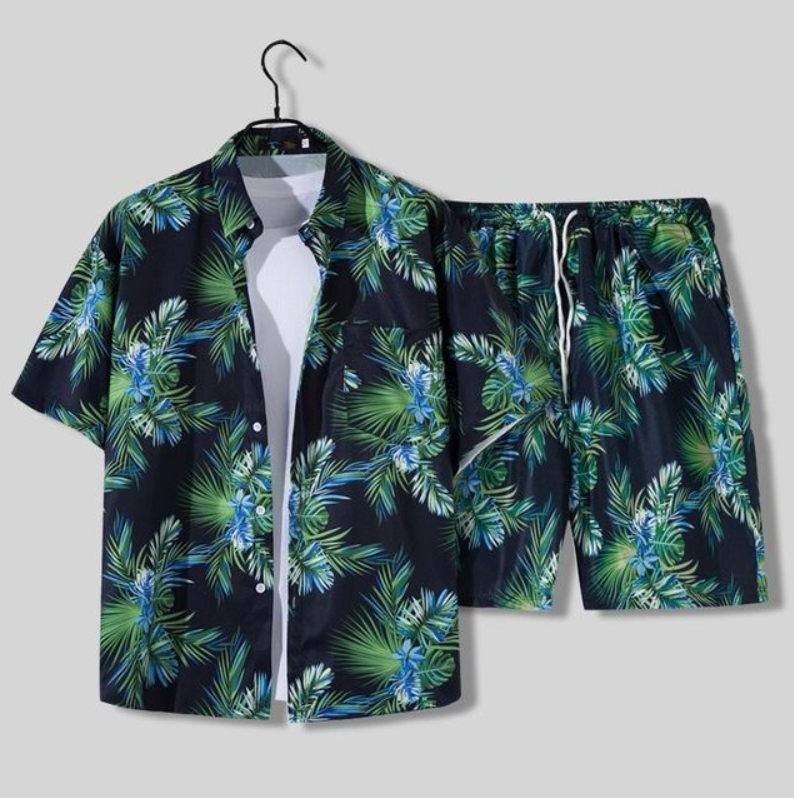 Konstantin - Herren Sommer Set im Hawaii Design Grün