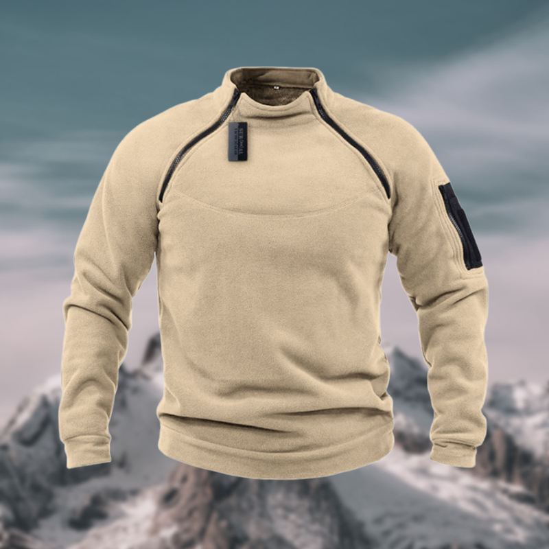 Leander – Winddichter, taktischer Fleece-Pullover für Herren Beige