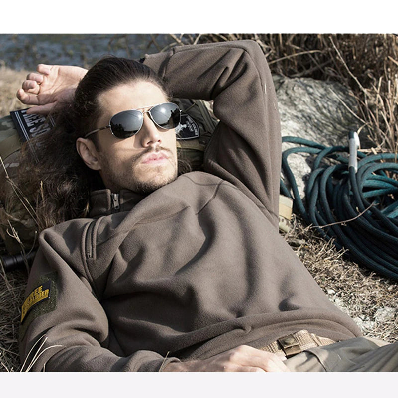 Leander – Winddichter, taktischer Fleece-Pullover für Herren Braun