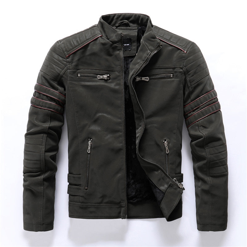 Levin – Premium Bikerjacke für Herren Militärgrün