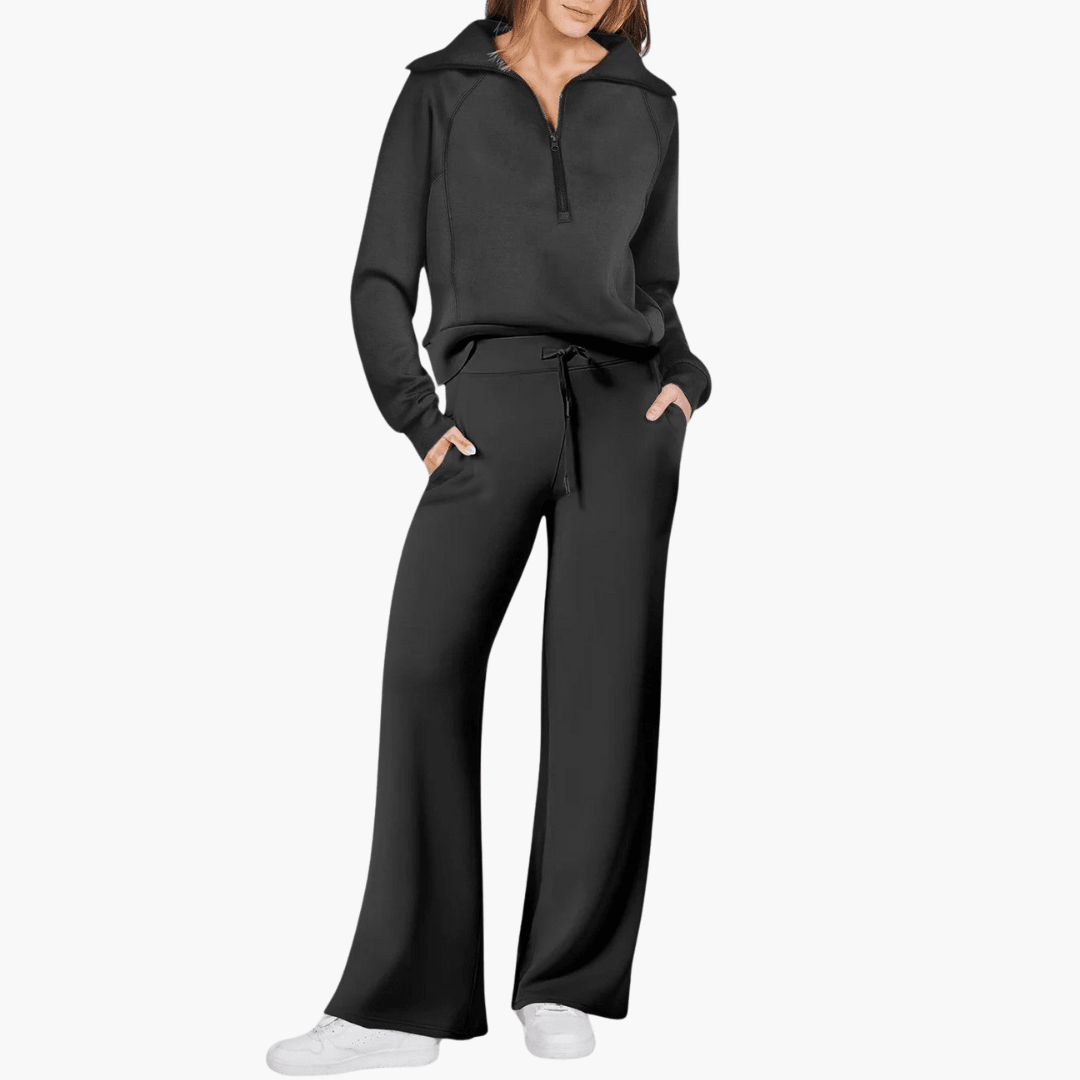 Maike - Bequemes Lounge-Set für Damen Atmungsaktives 2-teiliges Set Schwarz