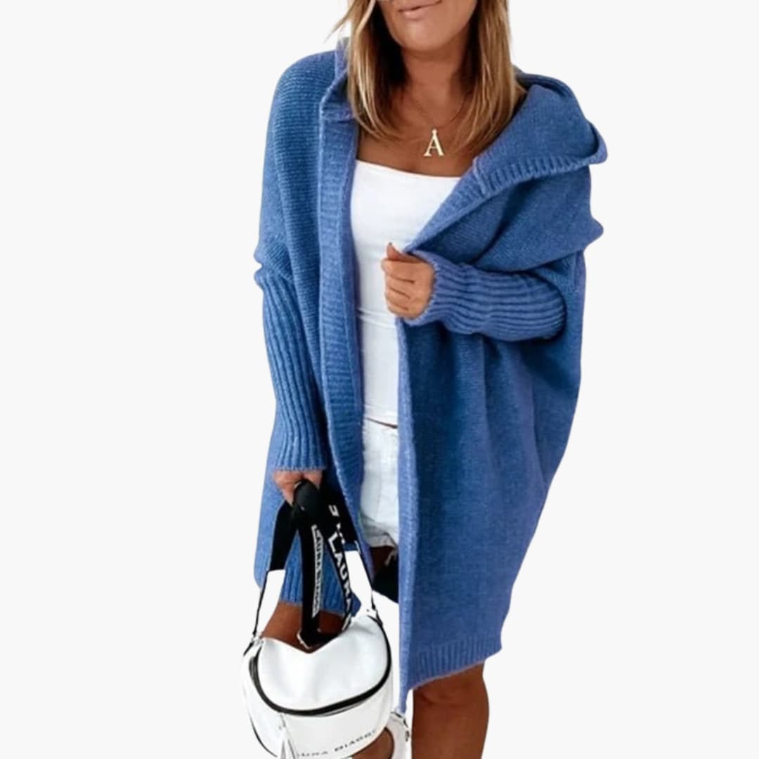 Malina - Strick Cardigan mit Kapuze für Damen Blau