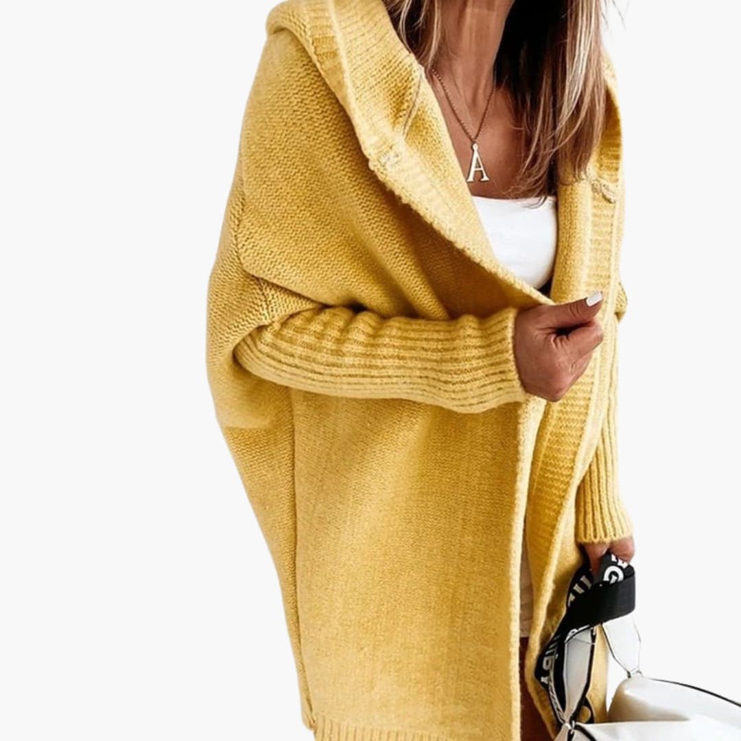 Malina - Strick Cardigan mit Kapuze für Damen Gelb