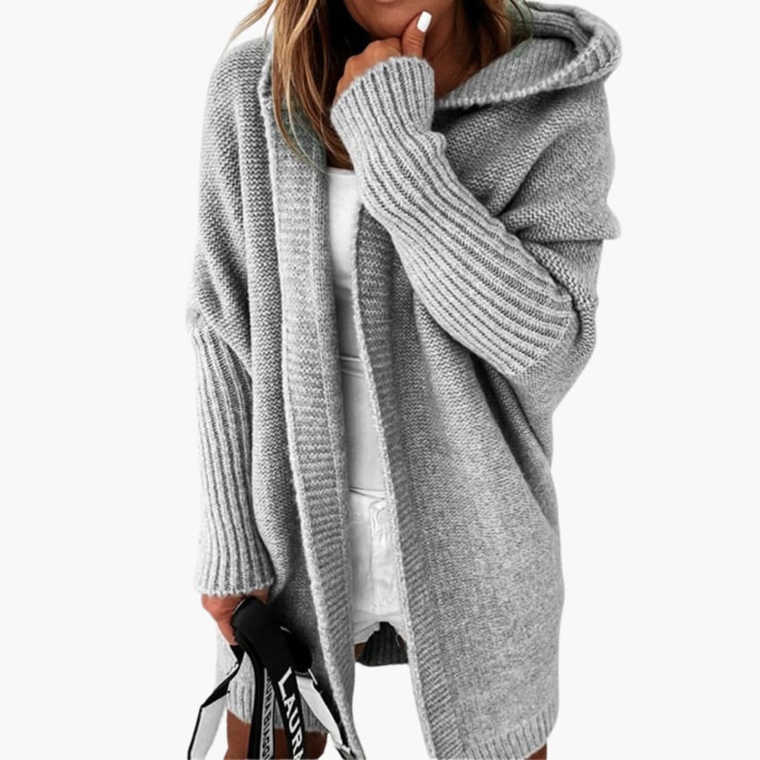 Malina - Strick Cardigan mit Kapuze für Damen Grau