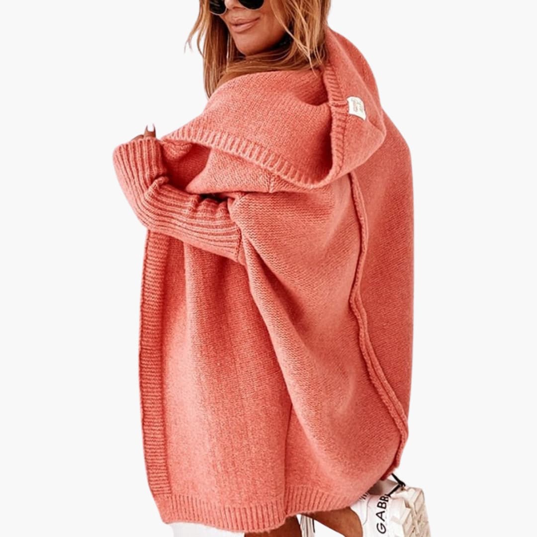 Malina - Strick Cardigan mit Kapuze für Damen Orange