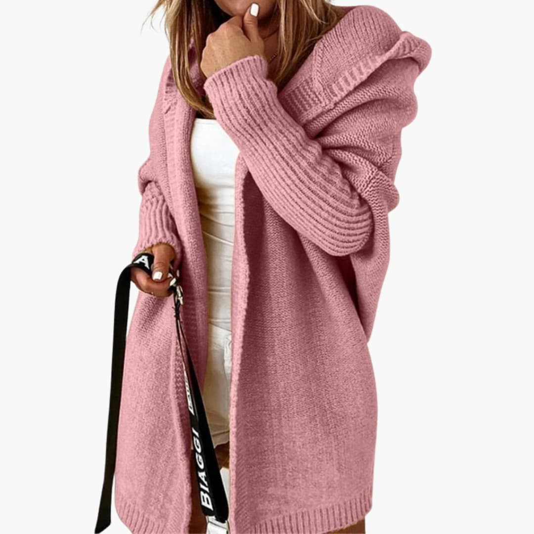 Malina - Strick Cardigan mit Kapuze für Damen Rosa