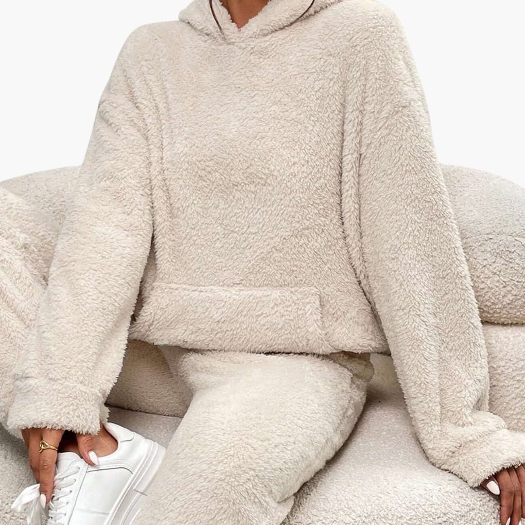 Mandy - Teddy Hoodie Loungewear für Damen Beige