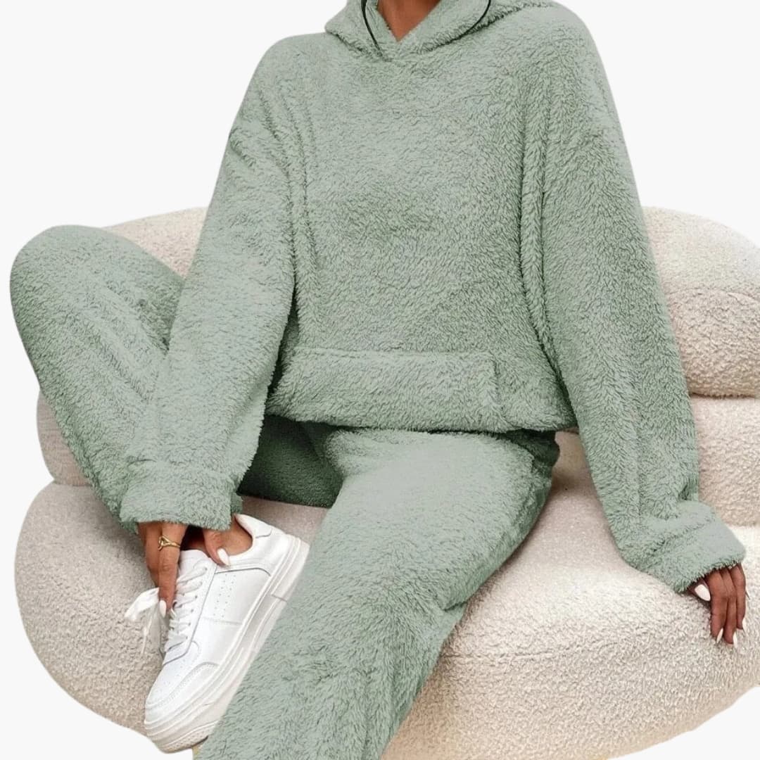 Mandy - Teddy Hoodie Loungewear für Damen Grün