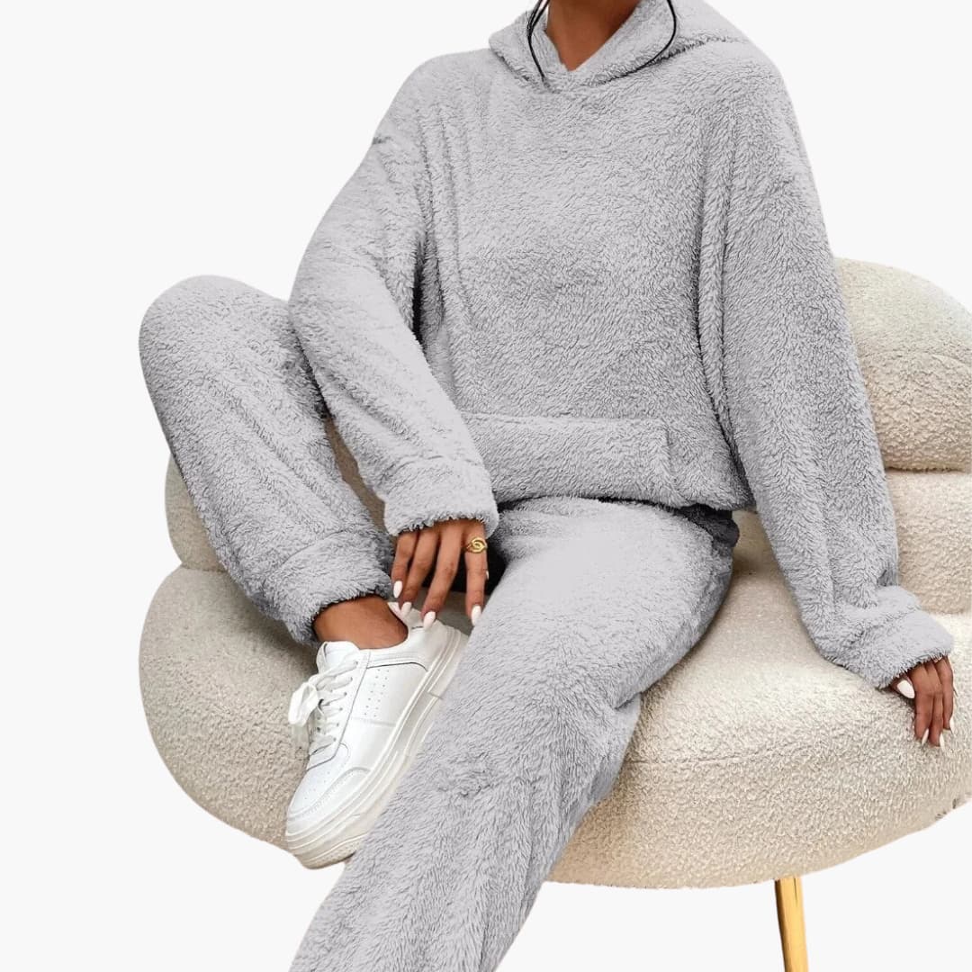 Mandy - Teddy Hoodie Loungewear für Damen Grau