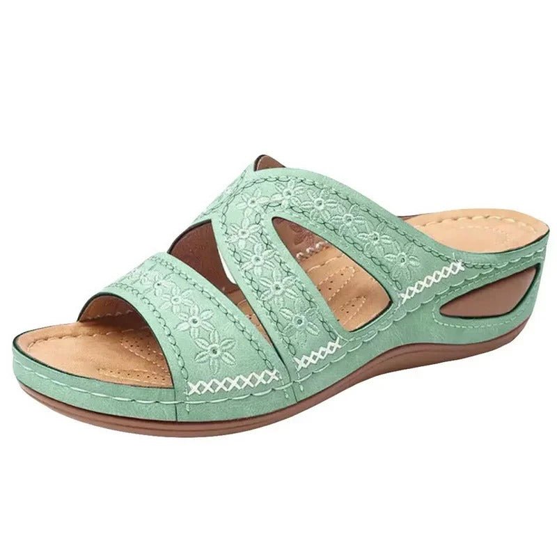 Margarete - Orthopädische Ledersandalen grun