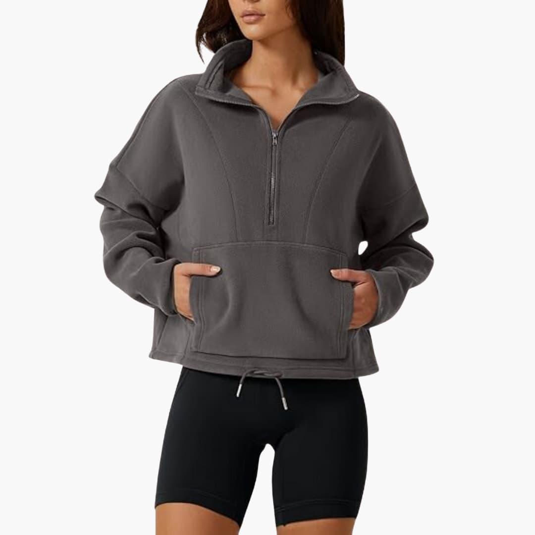 Marianne – Fleecejacke Warmes Polar Fleece Sweatshirt für den Winter Dunkelgrau