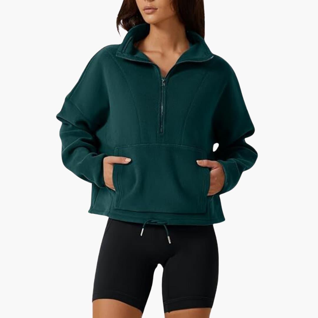 Marianne – Fleecejacke Warmes Polar Fleece Sweatshirt für den Winter Grün
