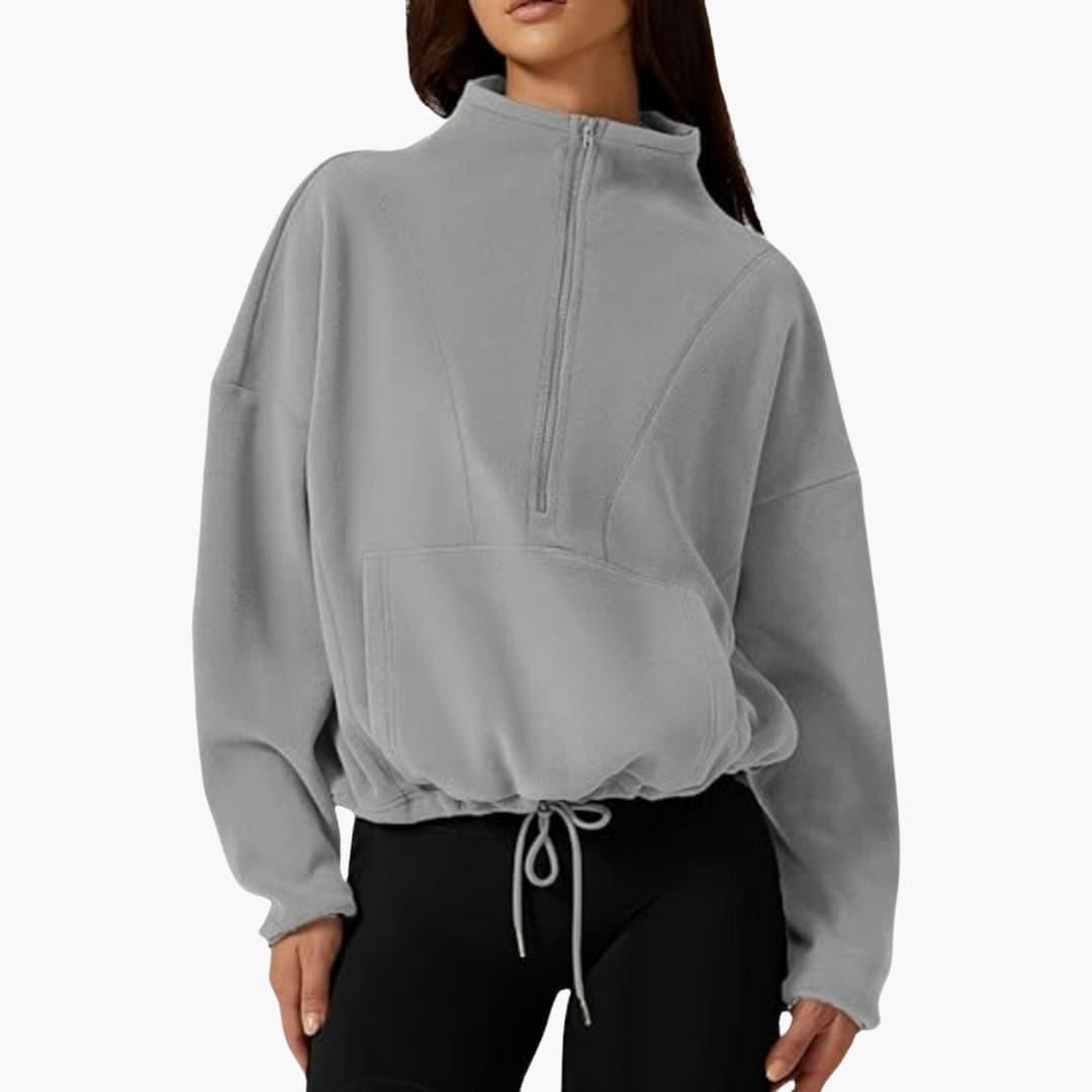Marianne – Fleecejacke Warmes Polar Fleece Sweatshirt für den Winter Hellgrau