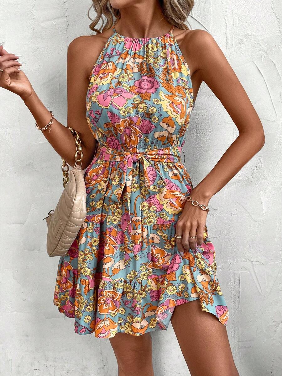 Marie – Sommerkleid Damen Mit Blumenmuster Und Rüschensaum 1