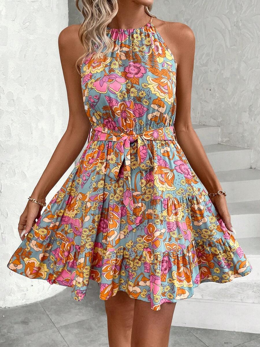 Marie – Sommerkleid Damen Mit Blumenmuster Und Rüschensaum 4