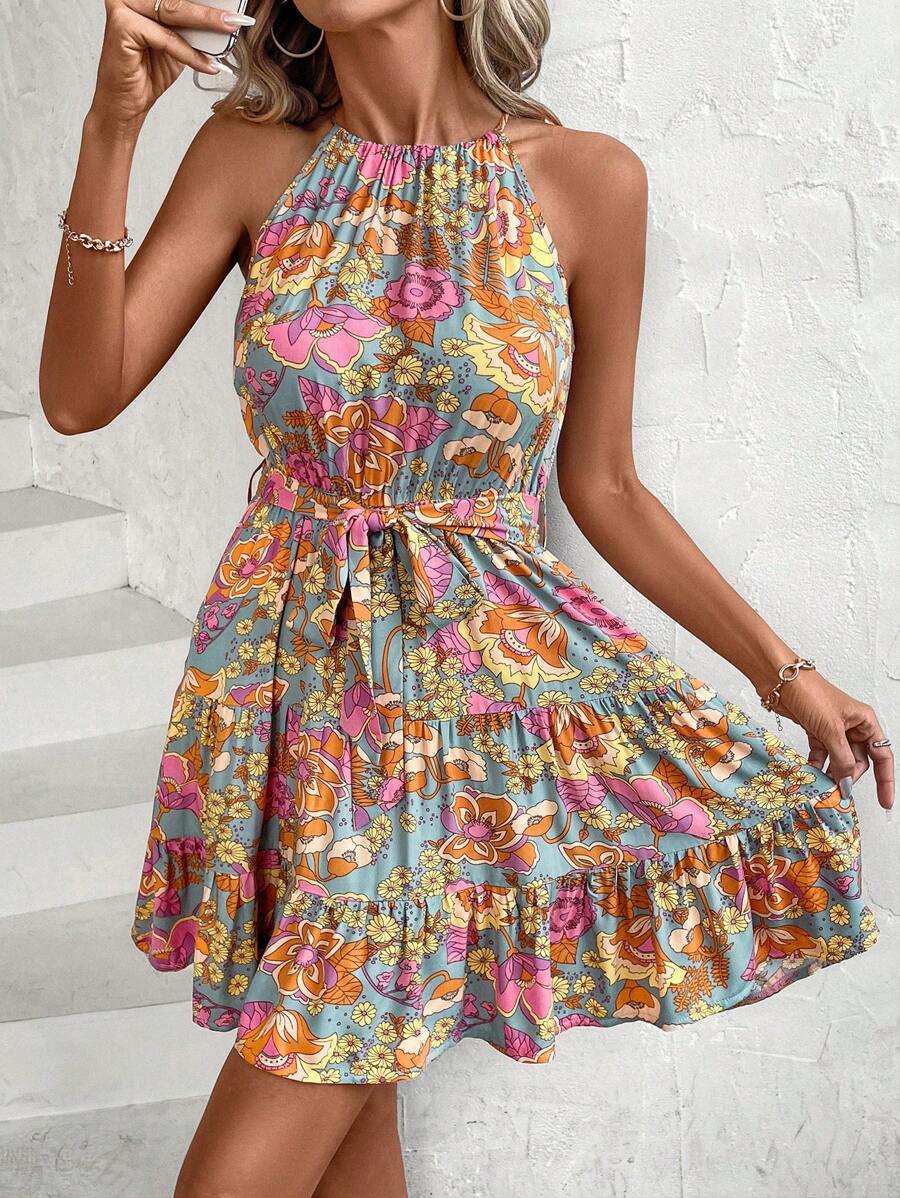 Marie – Sommerkleid Damen Mit Blumenmuster Und Rüschensaum 5