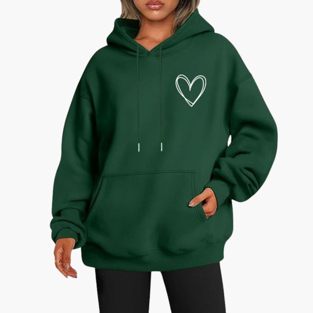 Martina - Bequemer Damen Hoodie Lässiger Kapuzenpullover Dunkelgrün