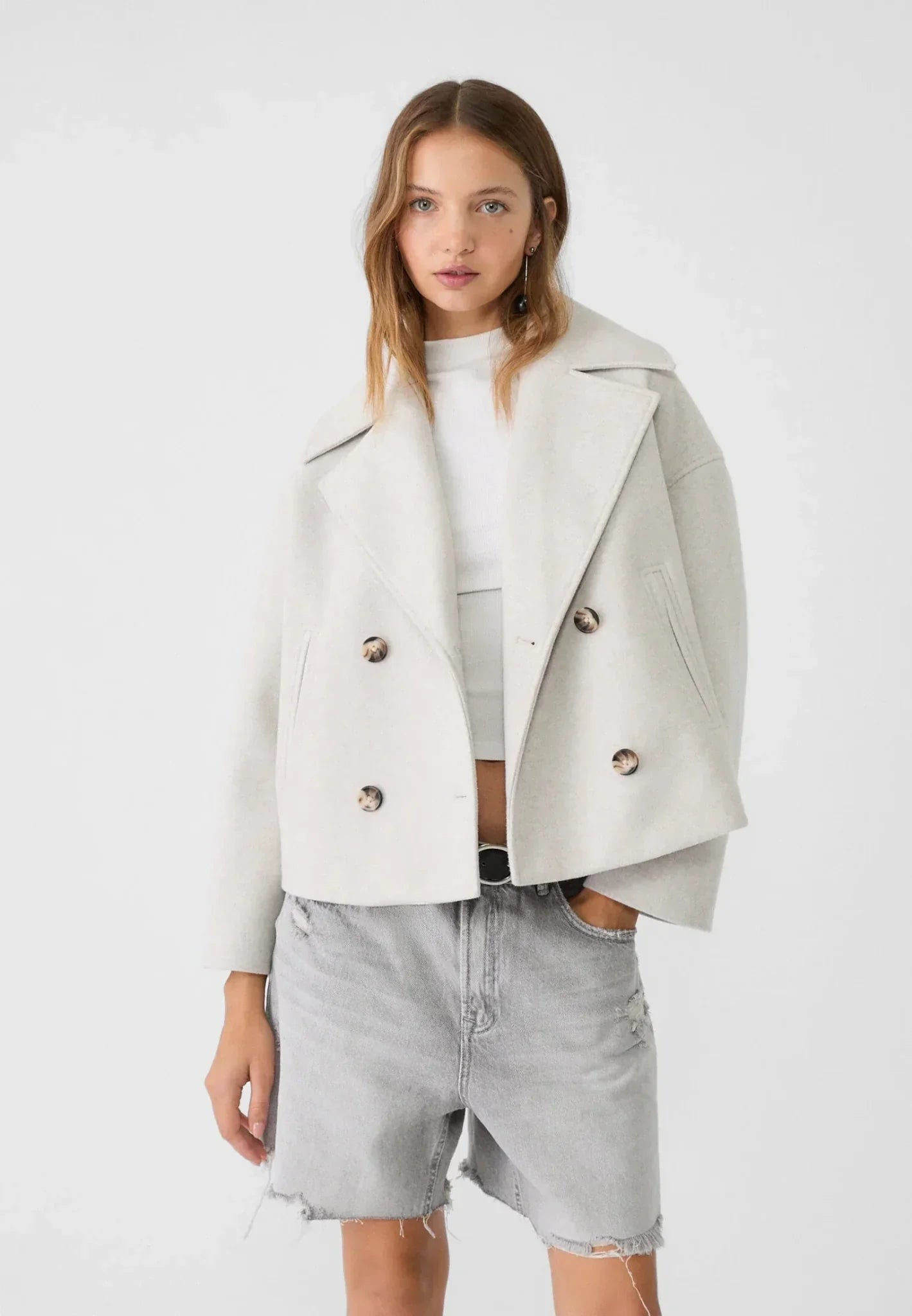 Mathilda - Heidi Mode Jacke Kurz Doppelreiher Schicke Oberbekleidung Beige