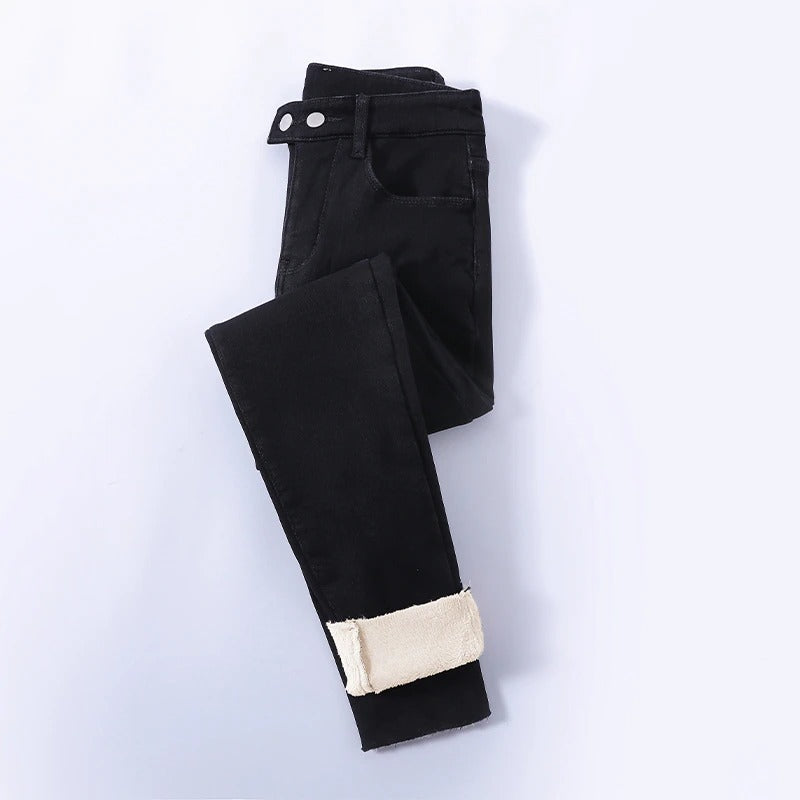 Miriam – Gefütterte Winterjeans mit hoher Taille für Damen Schwarz