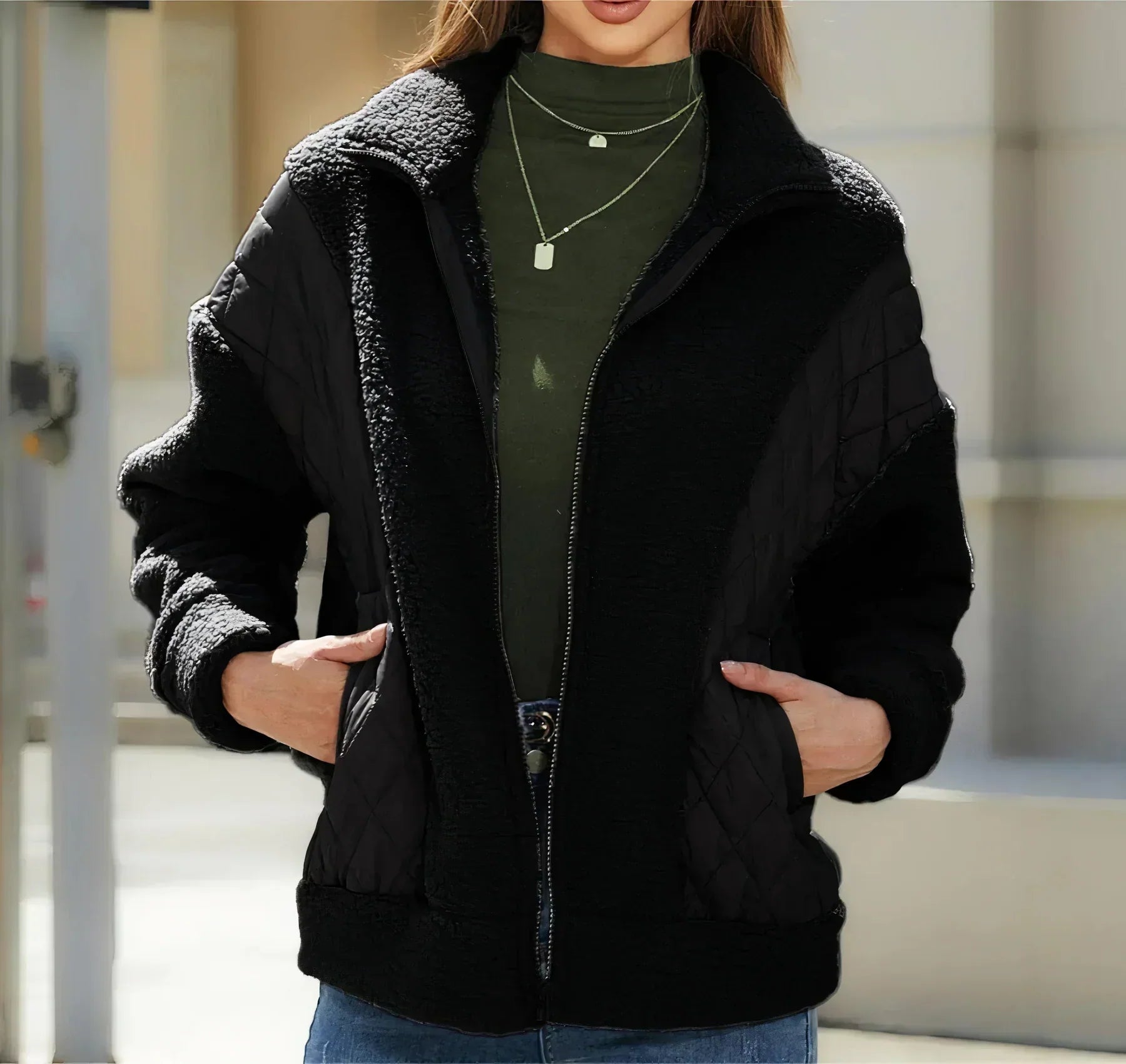 Gilda - Damen Jacke mit Reißverschluss & Gesteppten Details