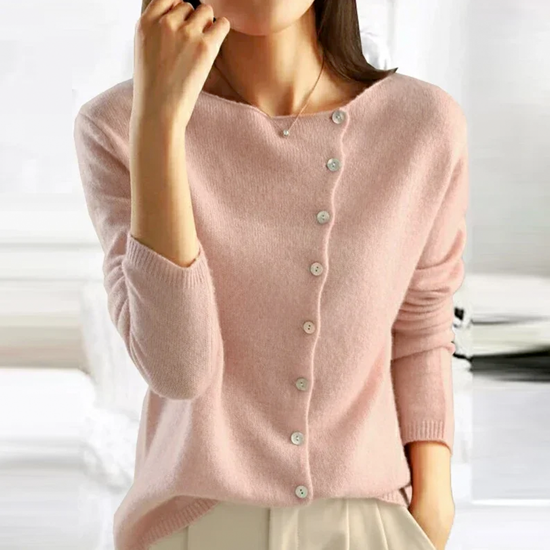 Natalia – Damen Strickpullover Vintage Warm Elegant Rosa