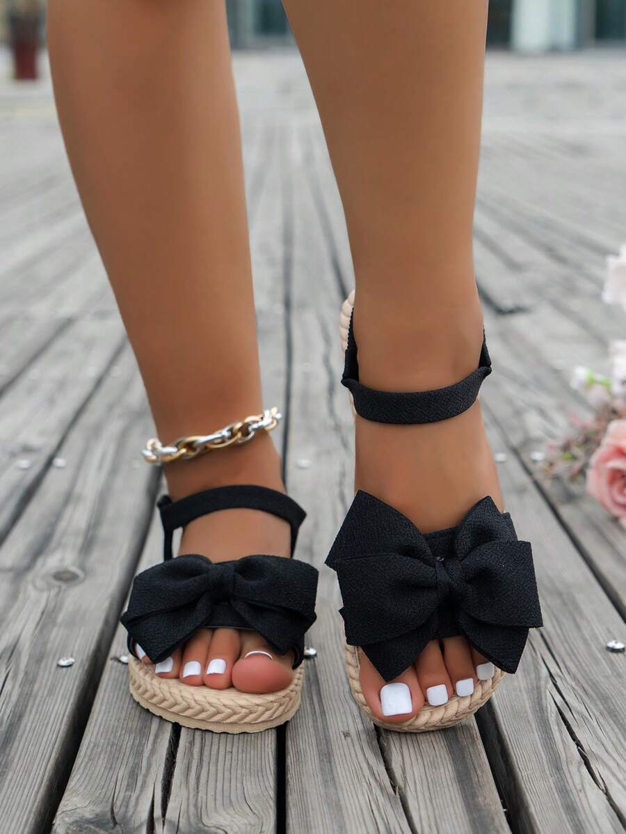 Natascha – Schwarze Schmetterling Sandalen Damen Sommer Bequem 5