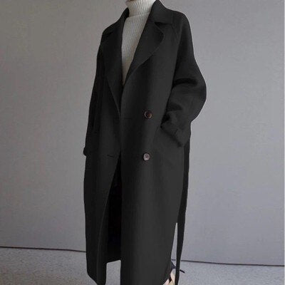 Nelly – Wintermantel Damen Lang Modern Chic Schwarz