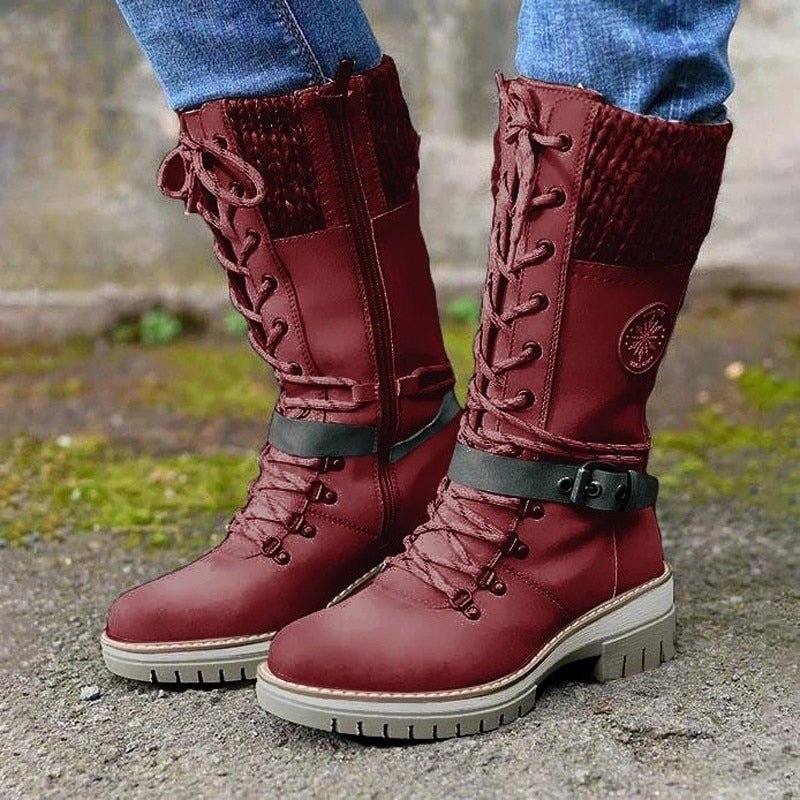 Nerea - Bequeme Damenstiefel mit rutschfester Sohle Rot