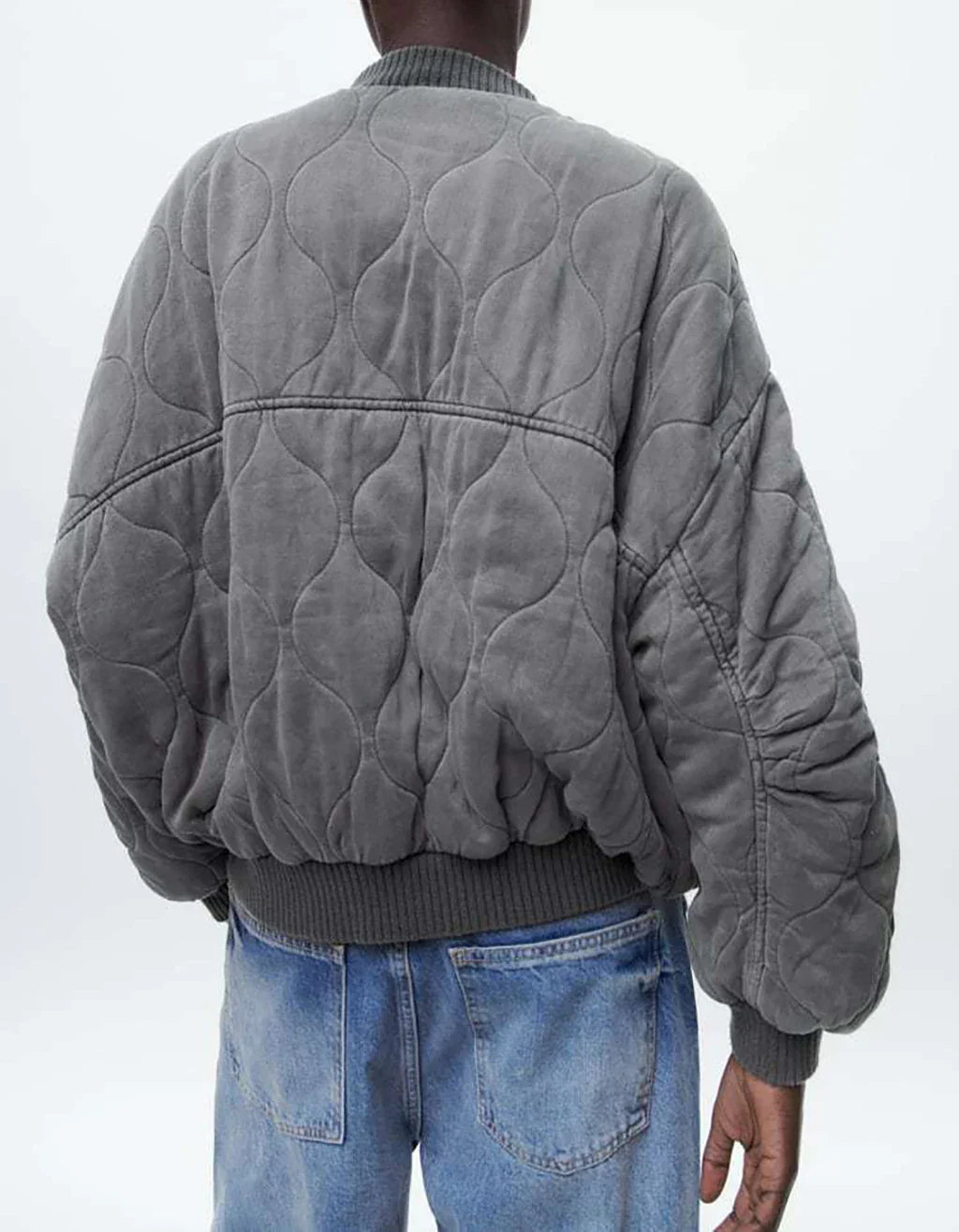 Nicolette - Damen Locker geschnittene Graue Bomberjacke Grau