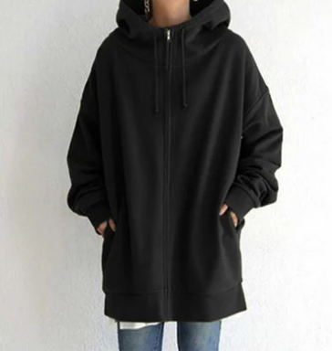 Nikita - Damen Hoodie mit Reißverschluss für Herbst/Winter Schwarz