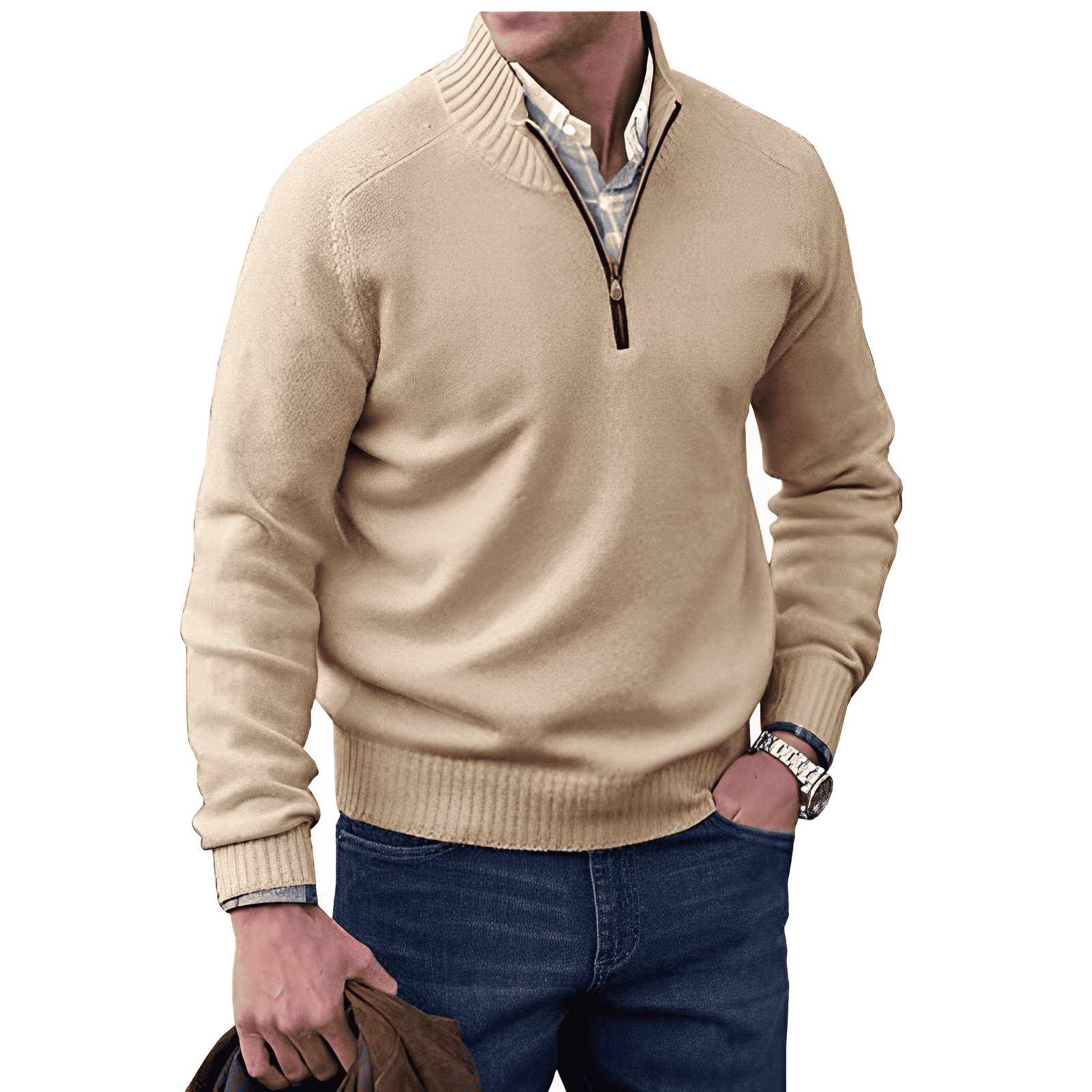 Nils – Herren Kaschmir Pullover Luxuriös Elegant Warm Beige