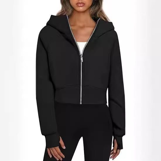 Dijana - Damen Kurzhoodie Mit Praktischem Reißverschluss