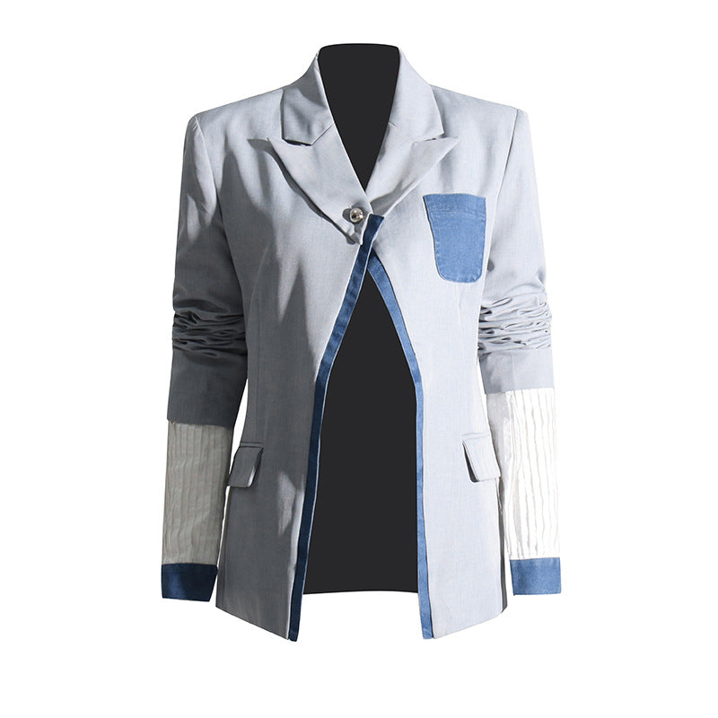 Norine - Oversize Damen Denim Blazer mit Schulterpolstern