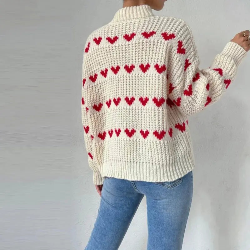 Amelie - Verspielter Strickpullover mit Herzmuster Für Damen