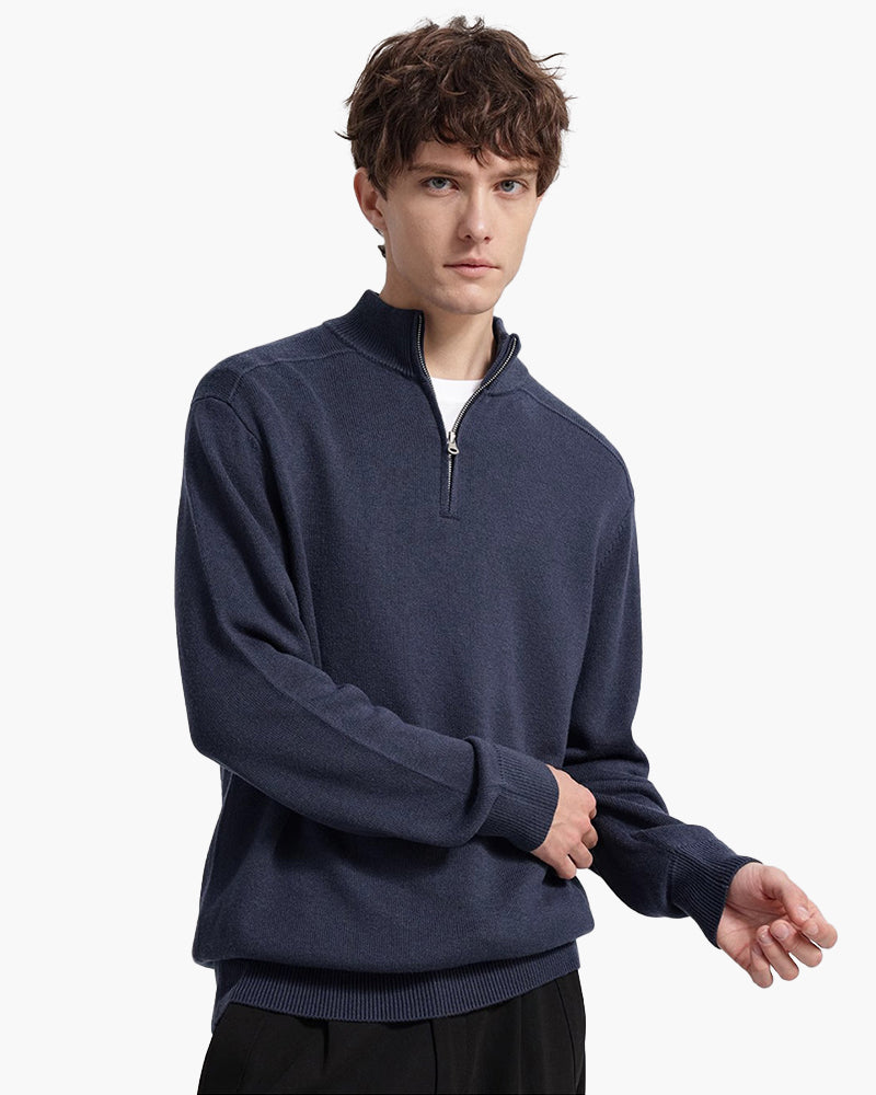 Philip – Herrenpullover mit Stehkragen und Half-Zip