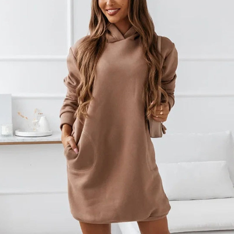 Osanna - Hoodie Kleid super soft & gemütlich Braun